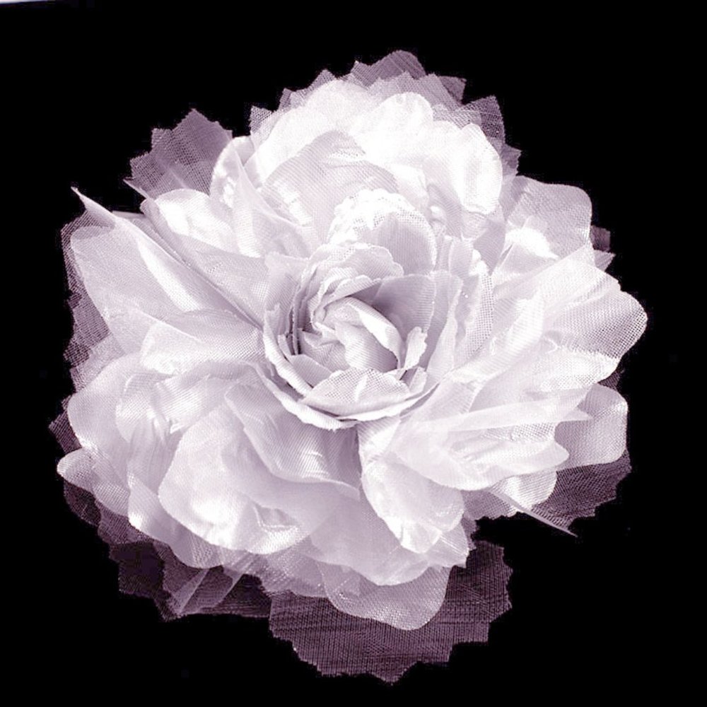 5-1/2" Large Handmade Fabric Flower - Silver